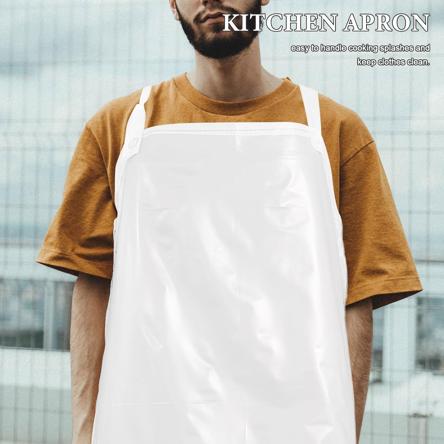 Waterproof Oilproof Kitchen Aprons 4pcs, Adjustable Heavy Duty Pvc Chef Aprons for Cooking, Gardening, Dishwashing, and Restaurant Use