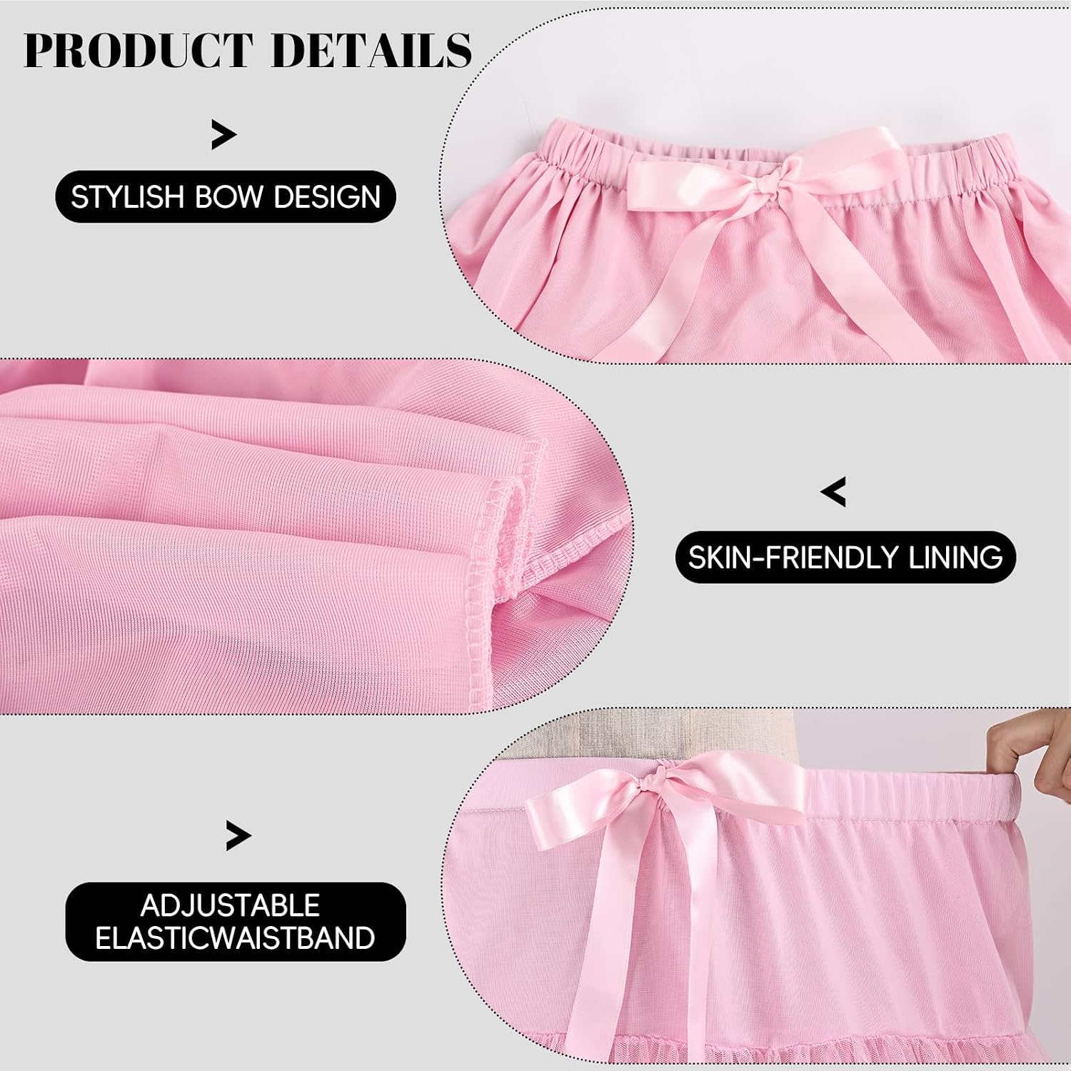 Womens Petticoat Tutu Skirt 3-Layered Pleated Tulle Underskirt Puffy Ballet Party Skirt