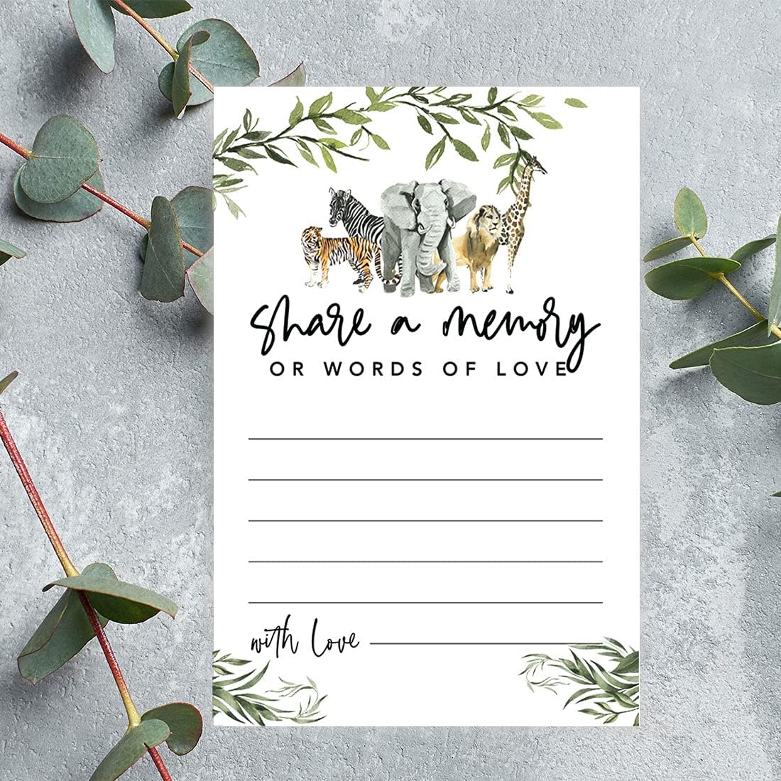 Andaz Press Share a Memory Cards, Jungle Animals 4" x 6" Cards for Baby Shower, Birthday, First Birthday, Life Memories, Gender Reveal, Guestbook Alternative, 52-Pack