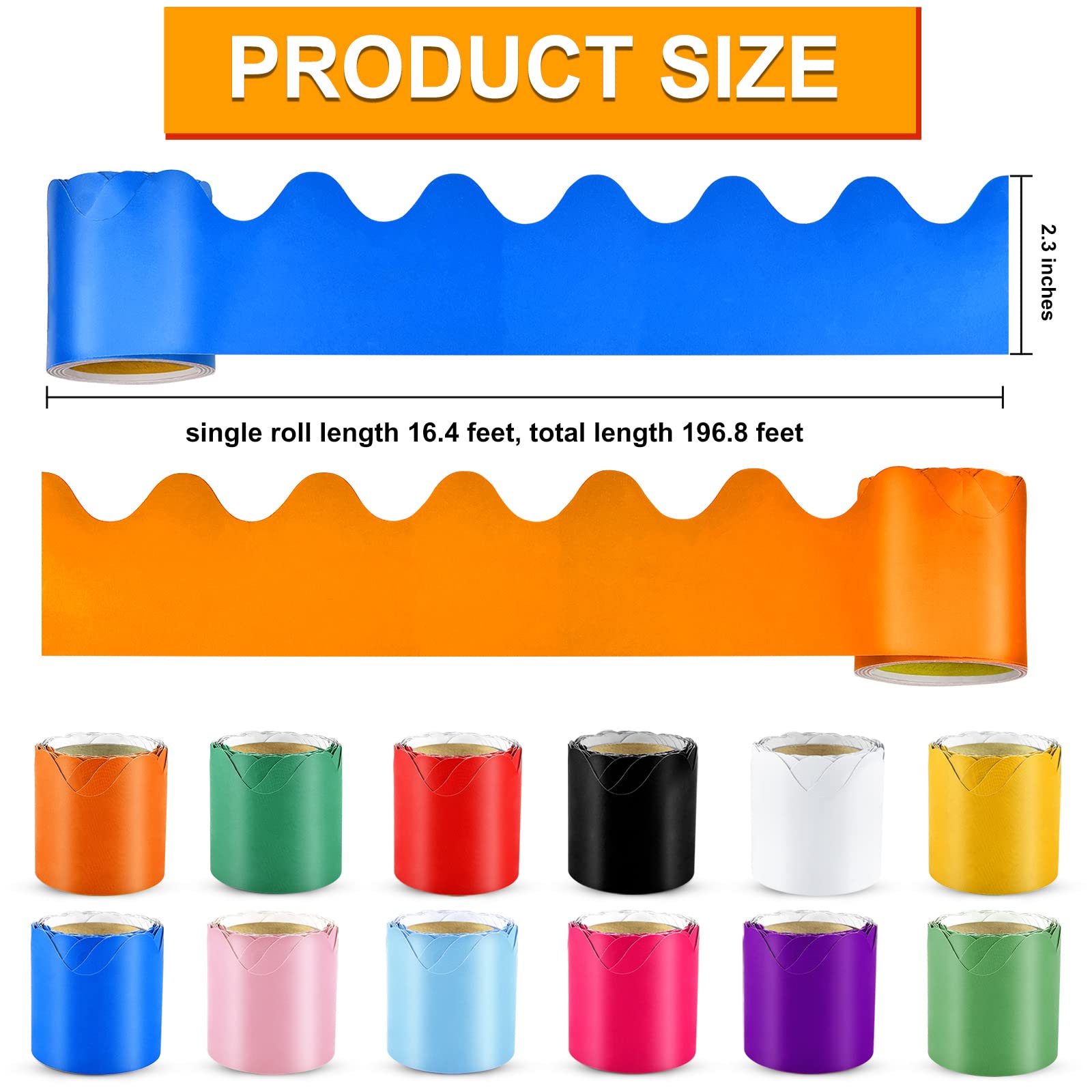 240Ft Boho Bulletin Board Borders Colorful Classroom Border Trim Scalloped Stickers Rolled 6 Rolls~p144628992 - View #4