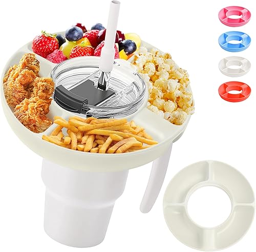 Turfson Bandeja de aperitivos para vaso Stanley de 40 onzas con asa, recipiente para aperitivos Stanley Cup Accessories Botella de agua con popote
