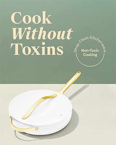 Miniatura 2 de Caraway Sartén antiadherente de cerámica con tapa (4.5 cuartos de galón, 11.8 pulgadas), no tóxico, sin PTFE ni PFOA, apto para horno y compatible