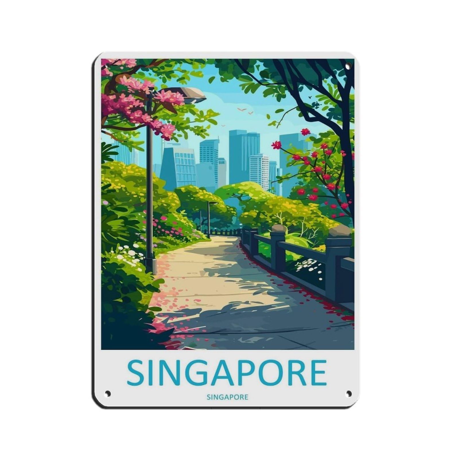 Singapore Travel Art (3) Tin Sign Vintage Metal Pub Club Cafe Bar Home Wall Art Decoration Poster Retro 12x16inch(30x40cm)