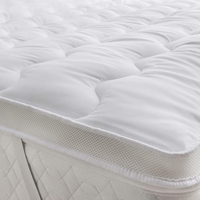 Microfibre Mattress Topper Hollow Fibre Filling ANTI ALLERGIC Ultra Soft Air Flow Mattress Protector Double Bed Topper 135cm x 190cm Approximate