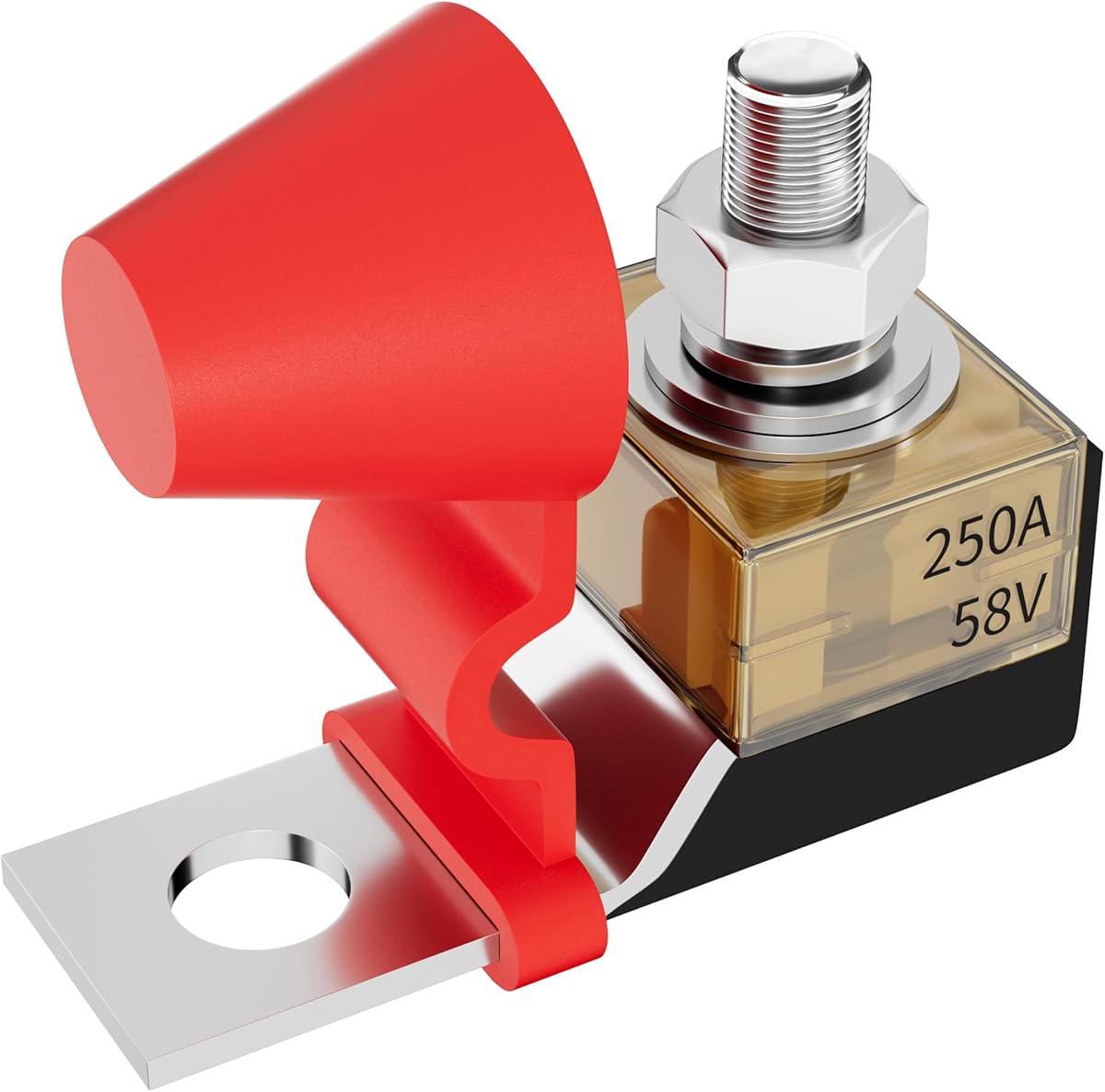 Joinfworld MRBF Terminal Fuse Block 250A 58V DC Battery Terminal Fuse Kit with 5/16" Stud Marine Battery Fuse and Waterproof Cap for Boat Truck RV Construction Vehicles