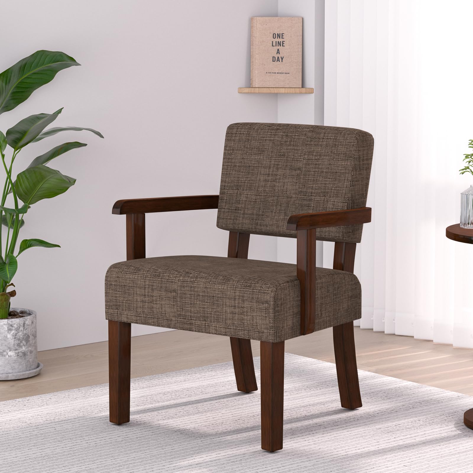 EOSVALO Gepolsterter Sessel 2er-Set mit Holzgestell – Polsterstuhl, Armlehnstuhl, Loungesessel für Wohnzimmer, Schlafzimmer, Gästezimmer, 63x66x83 cm (BxTxH)