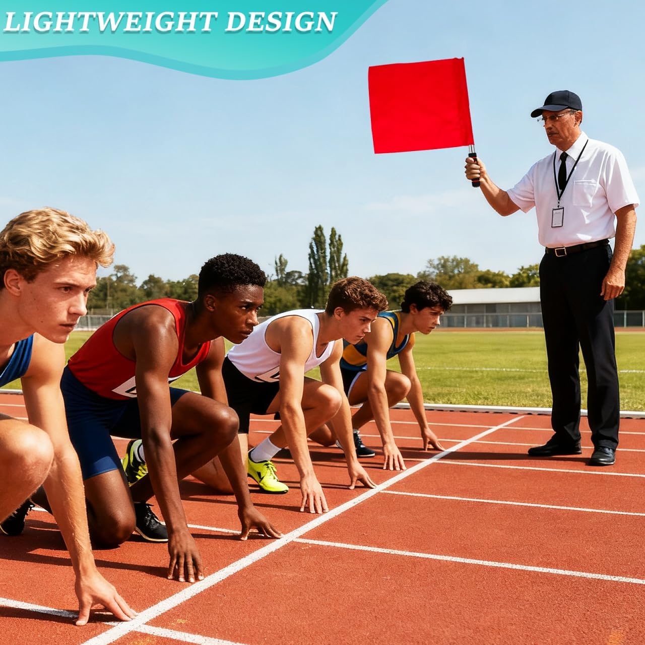 GANAZONO 2Pcs Referee Flag Stainless Steel Hand Flag Red Sponge Handle Special Patrol Linesman Performance Official for Sports Events Soccer Volleyball Football Track - Image 8