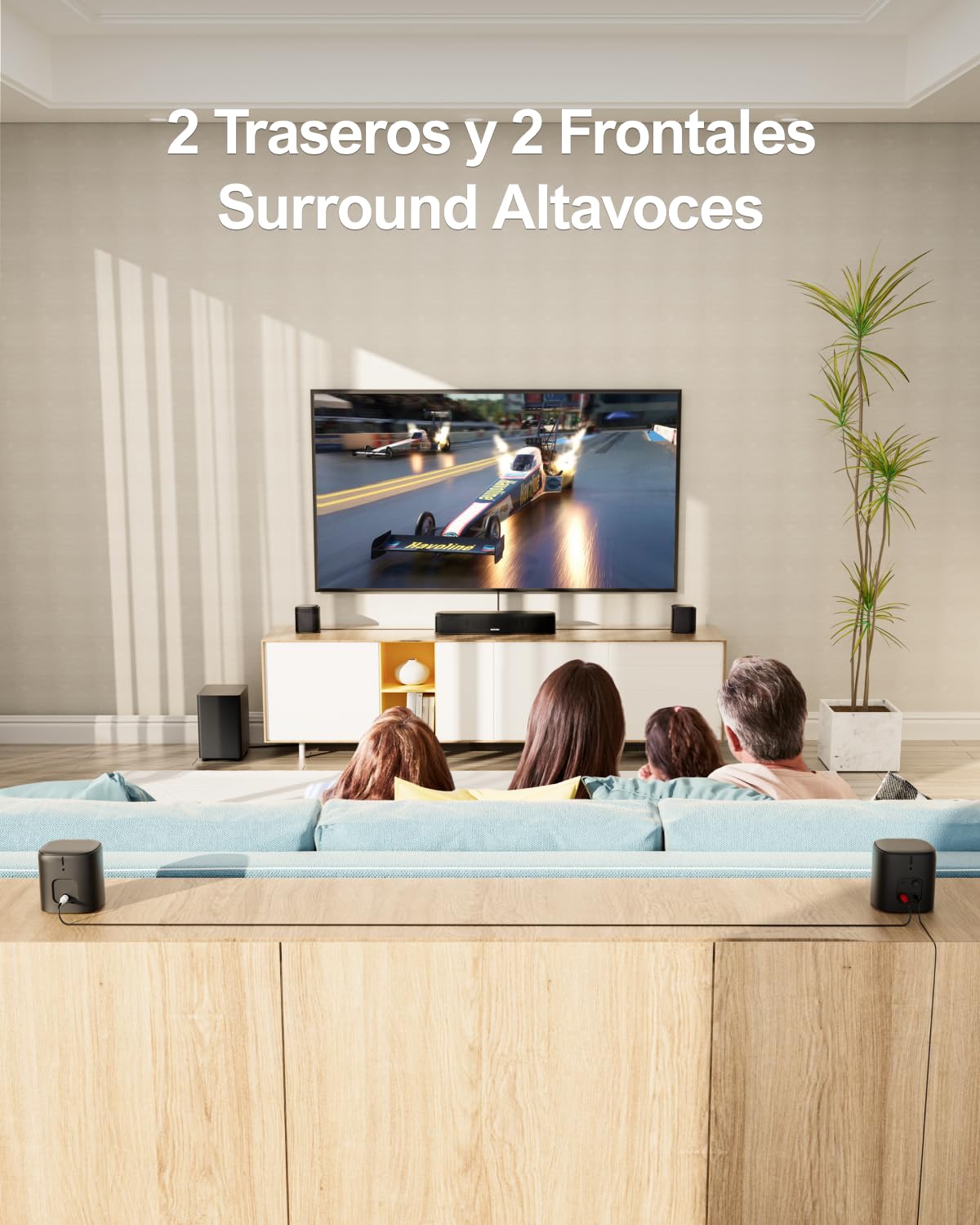 ULTIMEA 7.1 Barra de Sonido TV, Barra de Sonido Sistema de Sonido Envolvente Virtual con Subwoofer, 4 Altavoces Surround, Potencia Pico 330W, Control por Aplicación, Opt/AUX, Aura A40