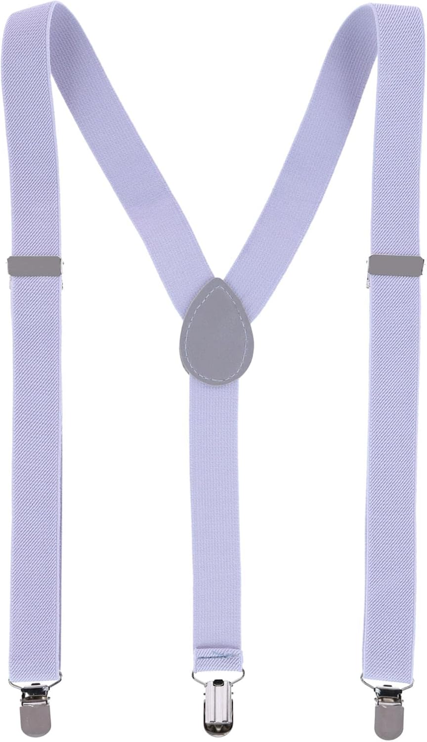 CTM Men's Solid Fashion Color Bow Tie and Suspender Set
