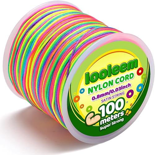 Iooleem Cuerda de nailon multicolor de 0.031 in, cuerda de nailon para pulsera, cordón de nudo chino, cuerda de nailon para hacer pulseras, cuerda