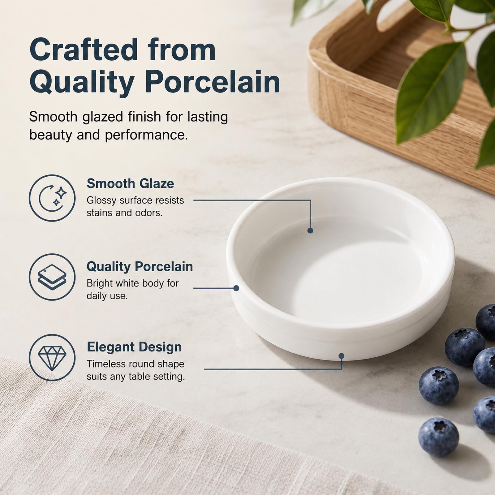 ONEMORE Creme Brulee Ramekins - Platos de cerámica para hornear de 4 onzas, juego de ramequines aptos para horno, tazas pequeñas de porcelana para soufflé, natillas, salsa de inmersión, utensilios de