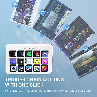 FIFINE AmpliGame Gaming Controller with 15 Shortcuts for OBS Streaming Studio with Macro Keys, Trigger Actions, PC Media RGB Controller for Content Creation/Office Work-D6 White