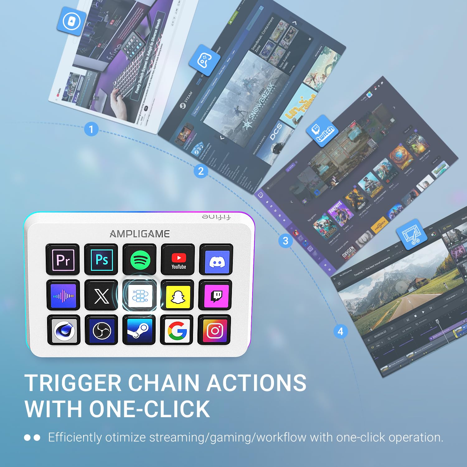 Fifine AmpliGame Stream Controller with 15 Macro Keys, Streaming Keyboard with Trigger Actions in OBS/Twitch/YouTube/Streamlabs, Shortcut Buttons Keypad Works with Mac and PC-D6