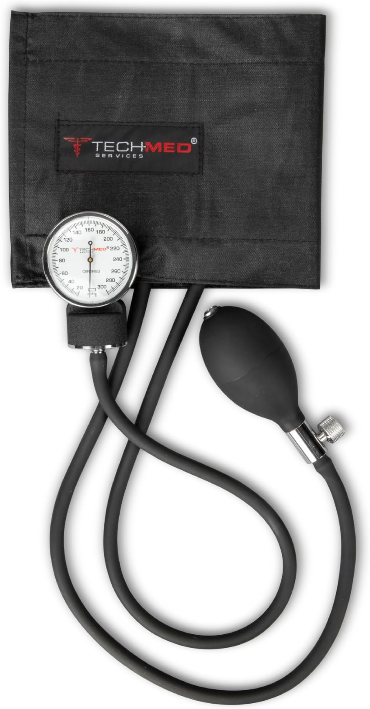 Tech-Med Standard Manual Blood Pressure Cuff | Precise Monitoring Blood Pressure Cuff Manual and Sphygmomanometer | Black Nylon BP Cuff Manual