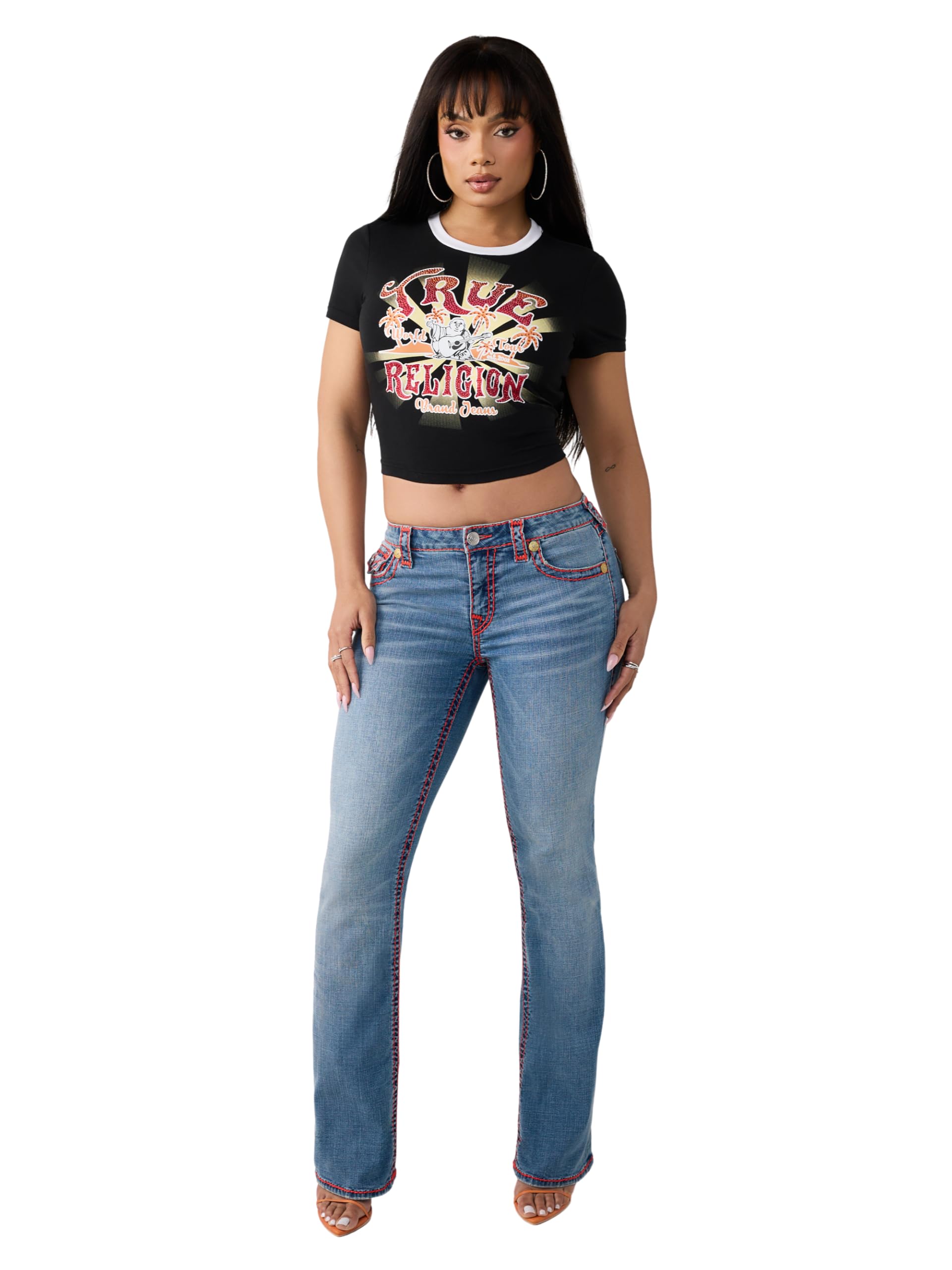 True Religion Damen Crystal Heritage Baby Tee Crystal Heritage Baby-T-Shirt (1er Pack)