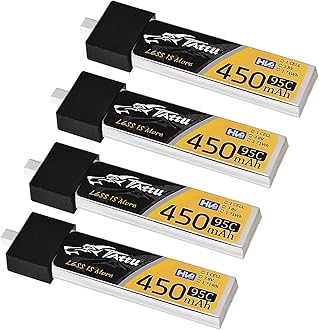 ZEVORO 4pcs 450mAh 1S 3.8V LiHV 95C Lipo Battery with BT 2.0 Connector for 1S FPV Tiny Whoop Drone Quadcopters Like Meteor75, Meteor75 Pro