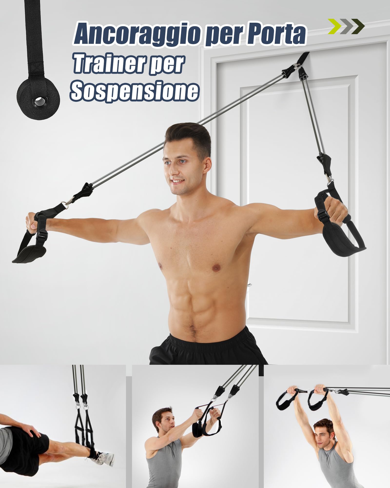 Barra per Pilates, ALongSong Barra di Elastici Fitness con 6 Elastico Fitness in Lattice Naturale 30-240 Lbs e Video di Esercizi, Pilates Bar per Fitness a Casa, Palestra, Yoga, Allenamento, Etc