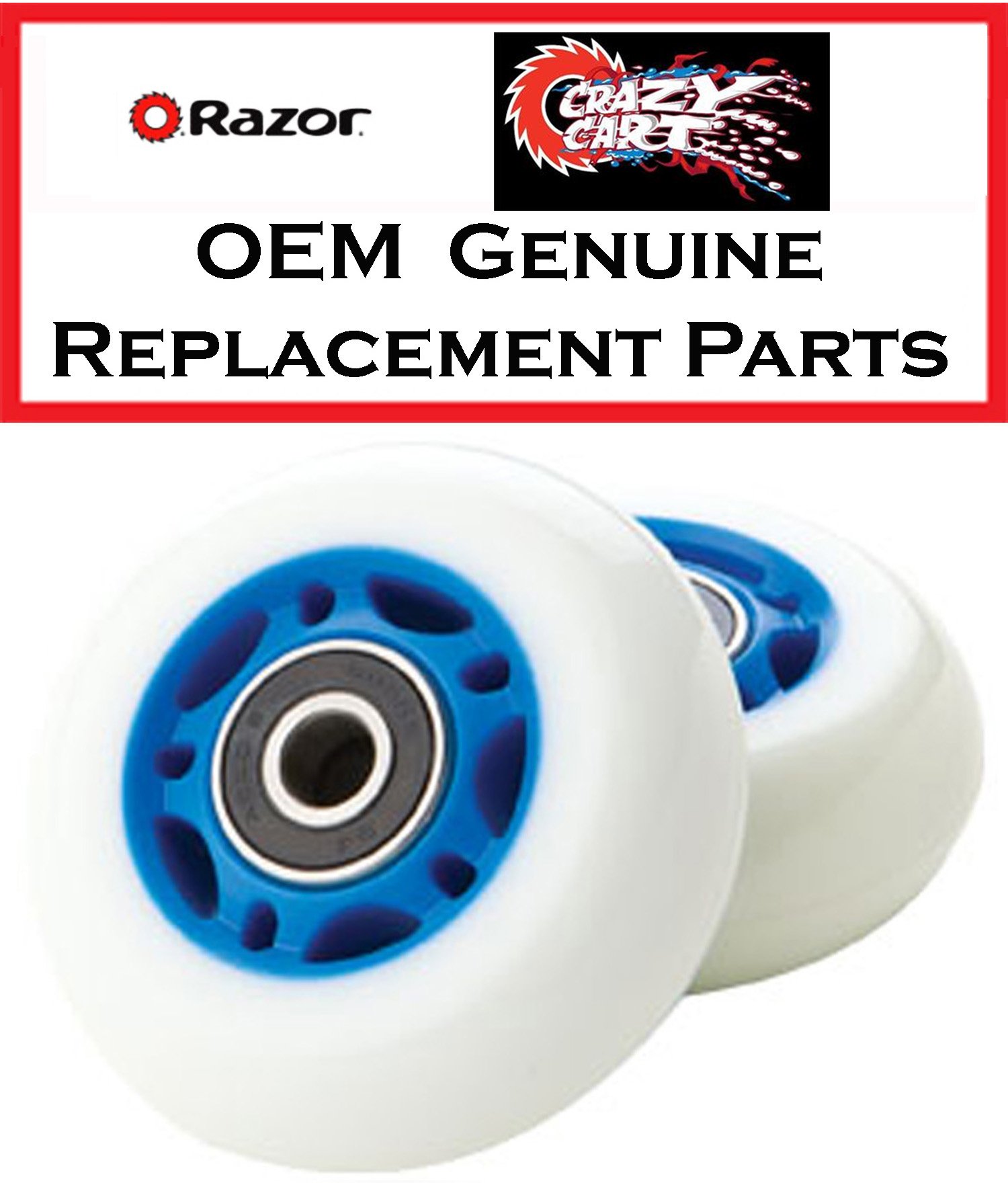 Crazy Cart Replacement Rear Wheels for Razor Blue