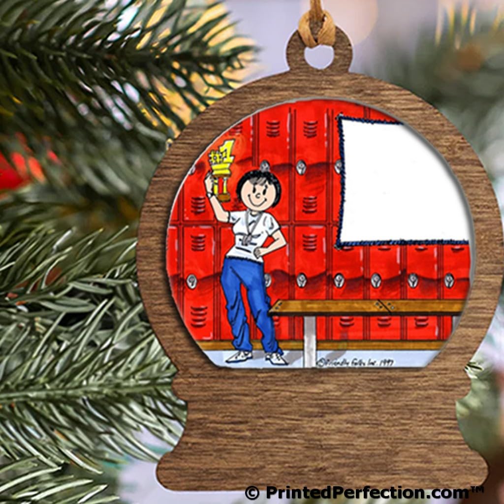 PrintedPerfection.com Personalized Coach - Female Wooden Snow Globe Shaped Christmas Ornament