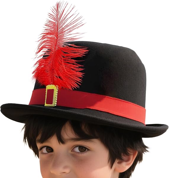 Chapeau de mousquetaire – Chapeau de cosplay avec écharpe et | Coiffe fantaisie et accessoires de vêtements respirants pour filles, garçons, enfants, Halloween, théâtre, fêtes costumées, déguisements - 1