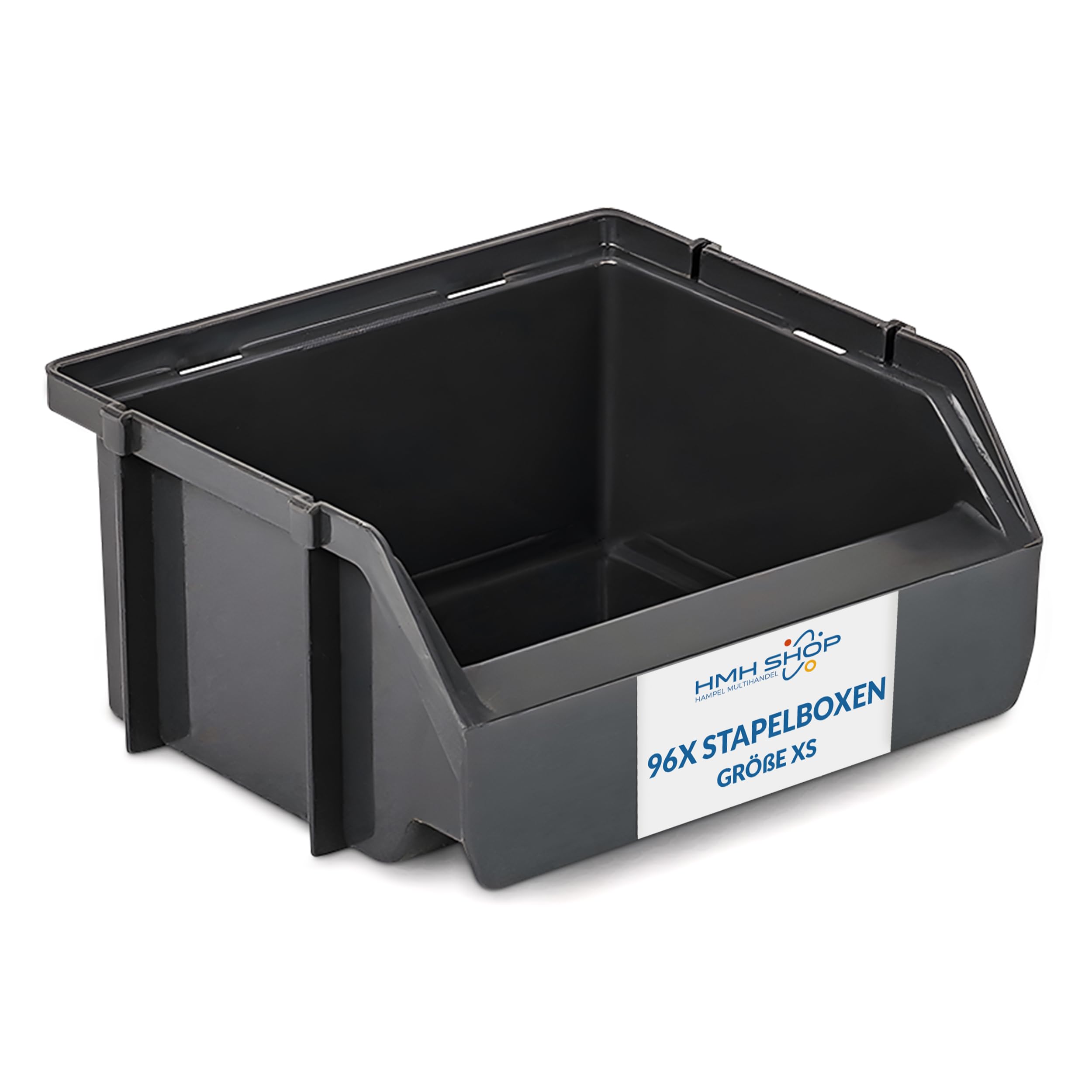 HMH 96x Stapelboxen Größe XS Werkstatt Garage Keller Sichtlagerboxen 90x102x50mm Lagerboxen ANTHRAZIT Sichtlagerkästen Kleinteile Aufbewahrung