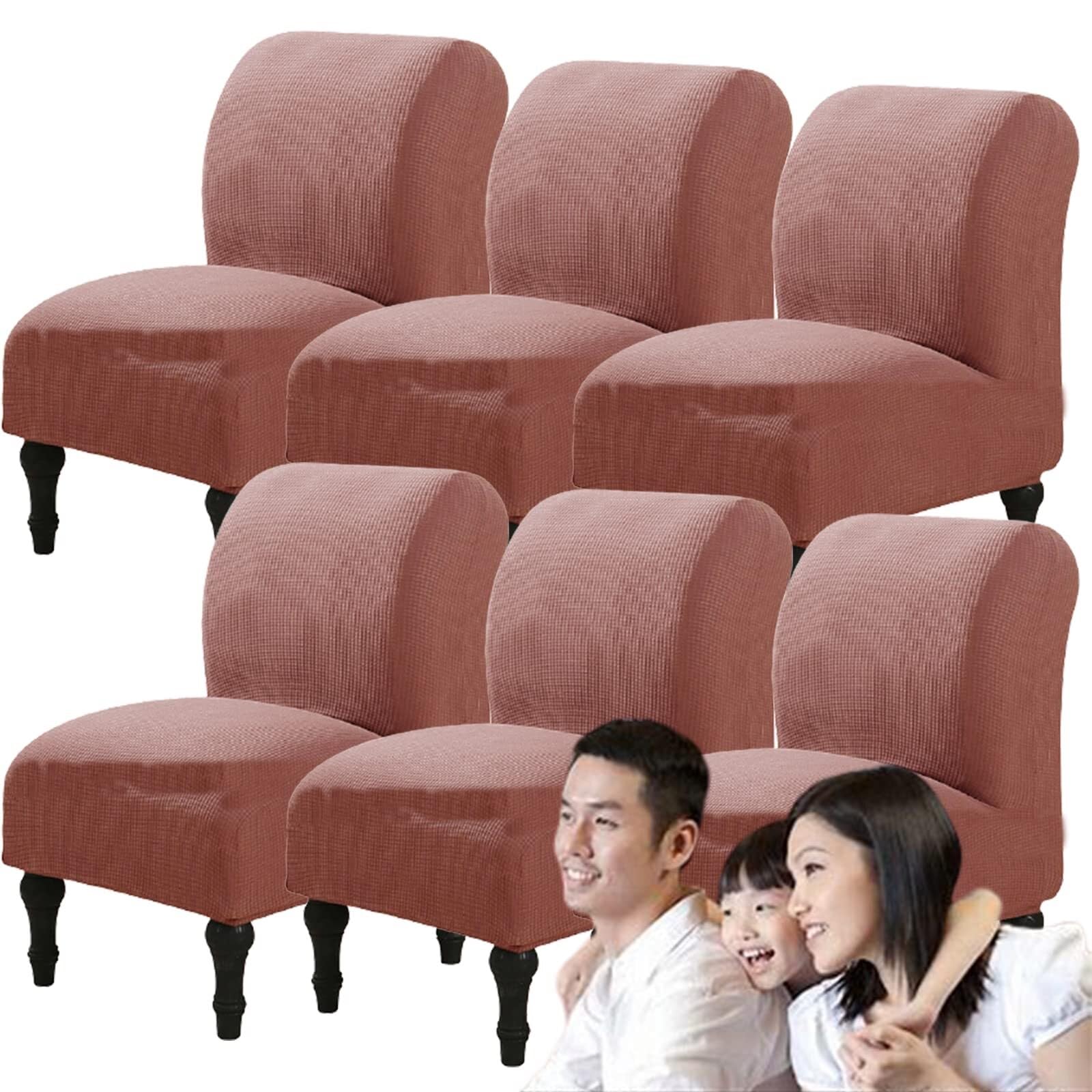 NMVAWIPT Armless Accent Chair Covers, Polyester+Spandex Stretch Slipcover, Removable Furniture Protector, For Home Hotel(3#,6pcs)