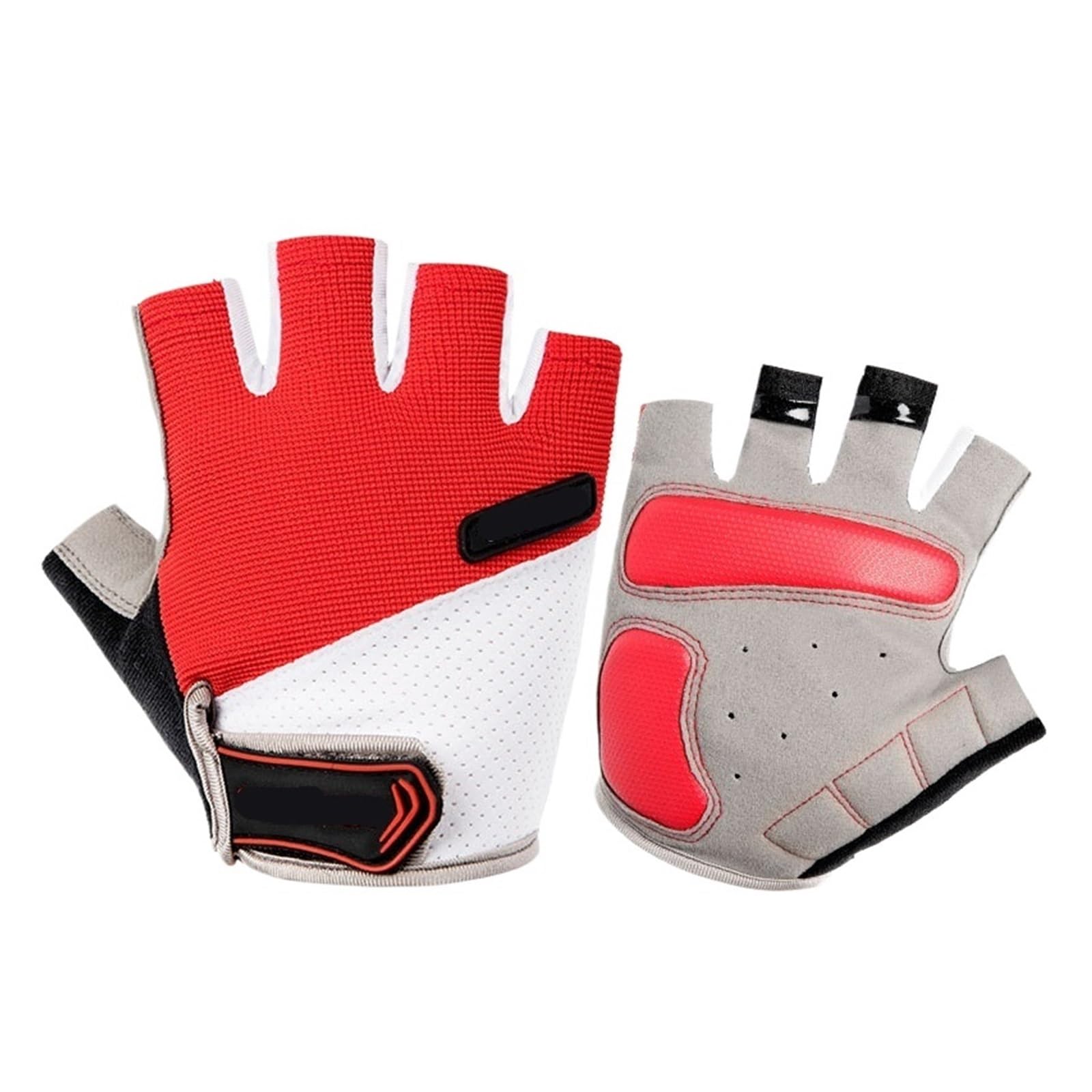 Guanti Palestra Guanti da Allenamento for Palestra con Mezze Dita Fitness Sollevamento Pesi Uomo Donna Estate Ciclismo Bici Guanti da Moto Imbottitura in Gel Antiurto(Red,L)