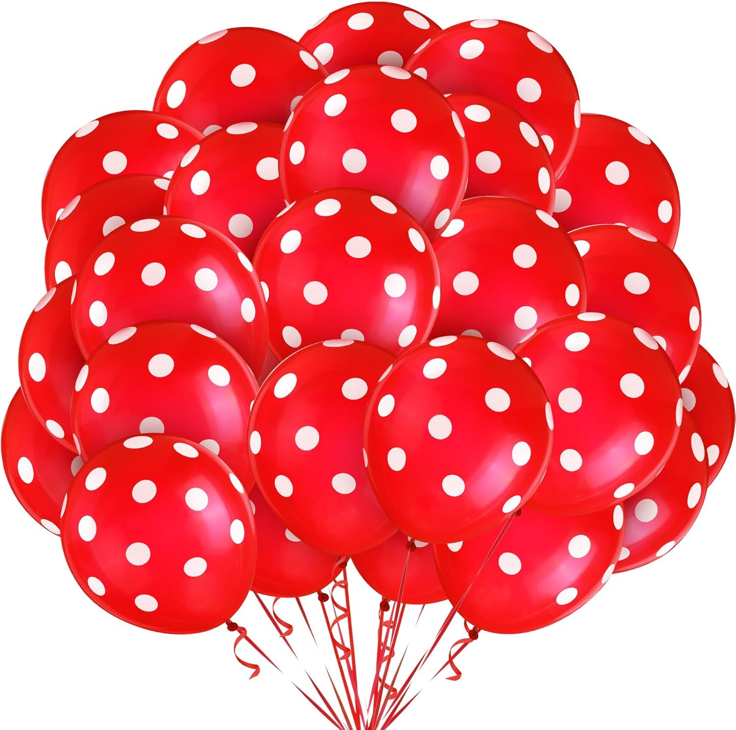Sumind 100 Pieces Polka Dots Balloons Black Red Latex Balloons Ladybug Strawberry Decorations for Party Decor Birthday Wedding Supplies(12 Inch,White Dots)