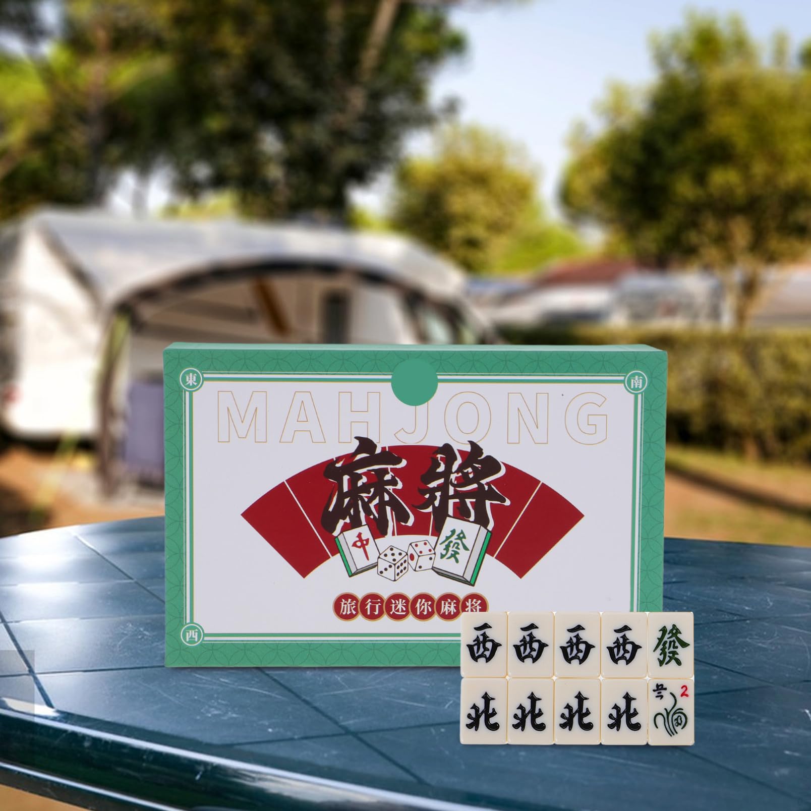 Kleiner Mahjong Spielset Tragbar für Zuhause und Reisen Kleines Mahjong Satz aus Robustem Material Kompakt für Studentenwohnheime und Kleine Räume