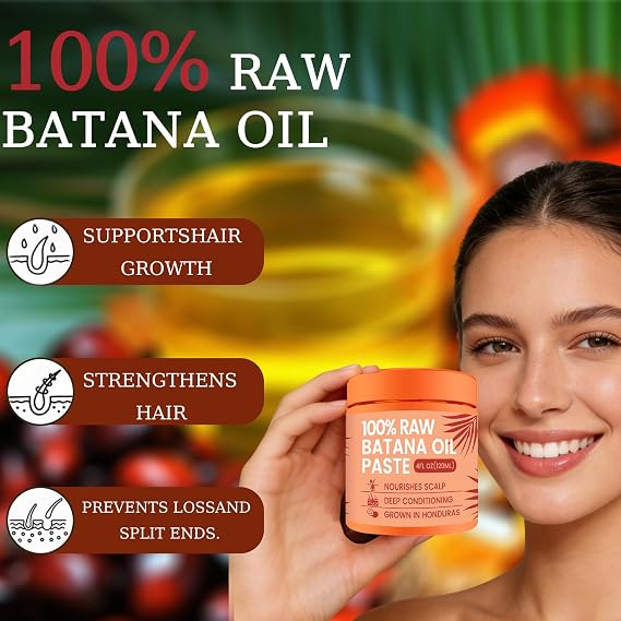 100% Raw Batana Oil Paste - Batana Oil for Hair Growth 120ml/4 Floz | Hair Oil for Reduces Hair Loss, Combating Dryness, Frizz And Split Ends for Dry and Frizzy Hair & All Hair Types