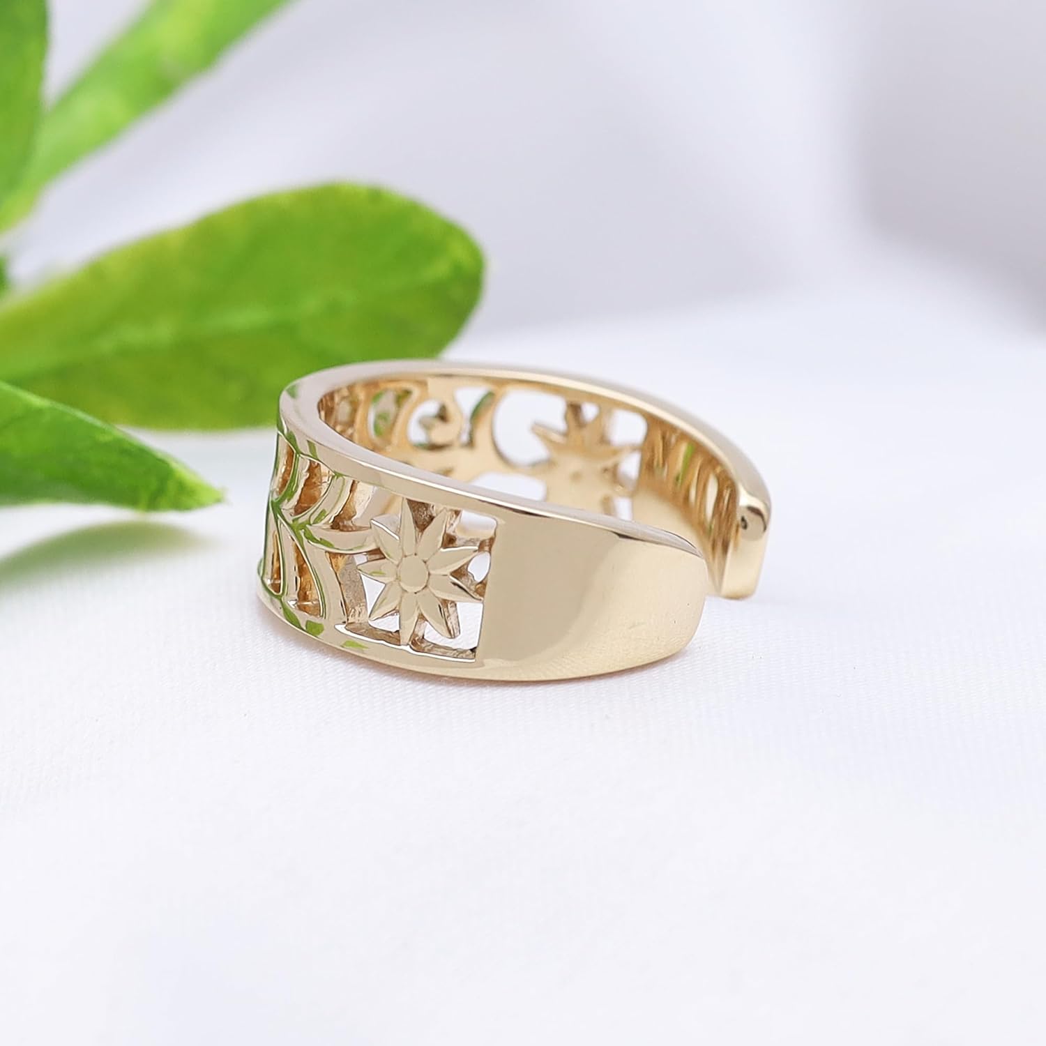 Adjustable Flower Toe Ring Jewelry for Women 14k Gold Plated Sterling Silver - Image 5