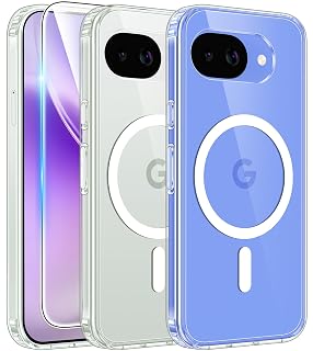 FNTCASE for Google Pixel 10a Case: Magnetic Military Grade Drop Protection with Screen Protector Anti Yellowing Cell Phone Cover - Rugged Shockproof Protective Bumper Transparent Cases(Clear Magsafe) - Amazon product rated Grade A