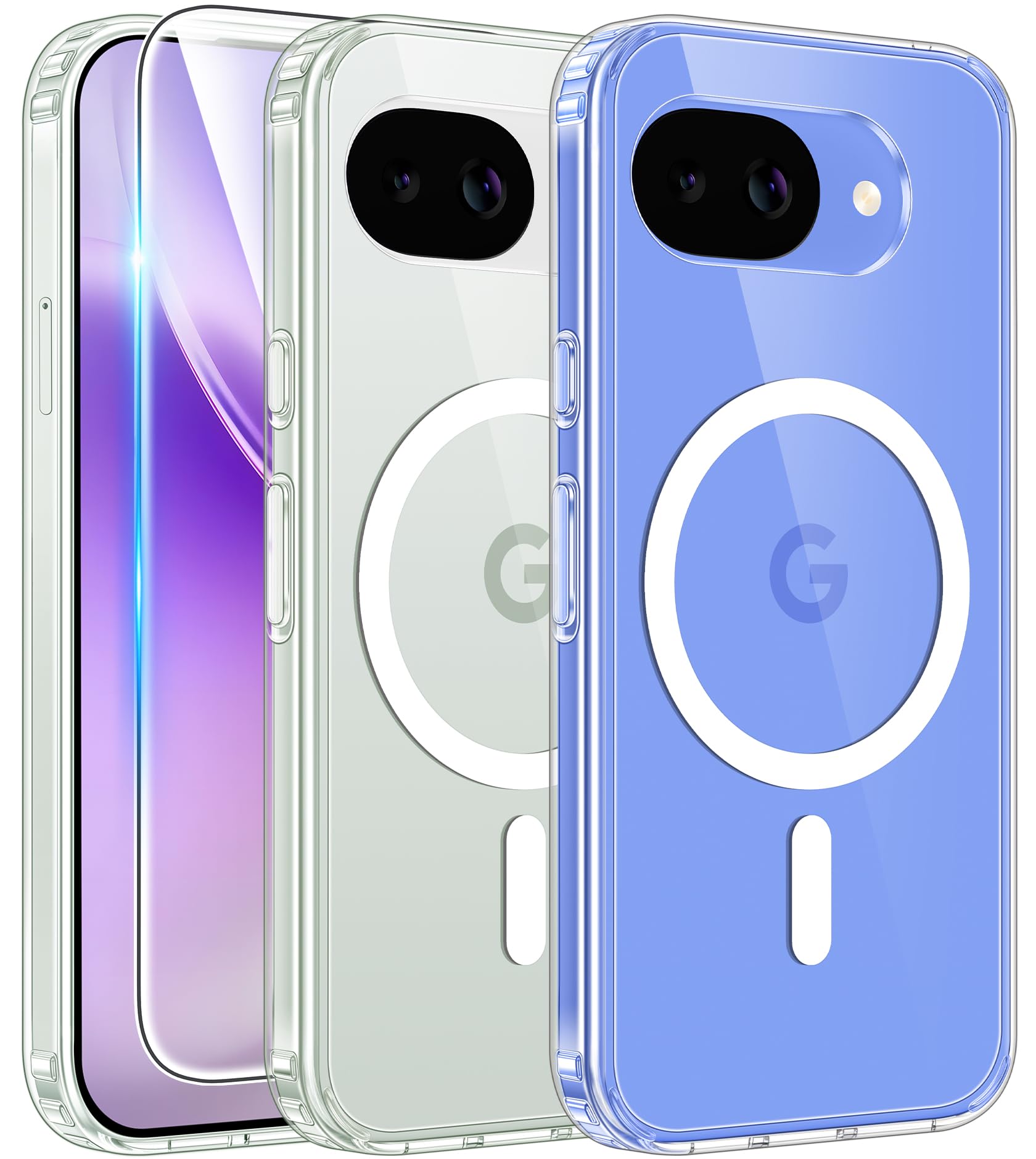FNTCASE for Google Pixel 10a Case Clear Magnetic with Screen Protector | Anti Yellowing, Compatible with Magsafe, Military Grade Drop Protection Cell Cover, Rugged Shockproof Protective Bumper