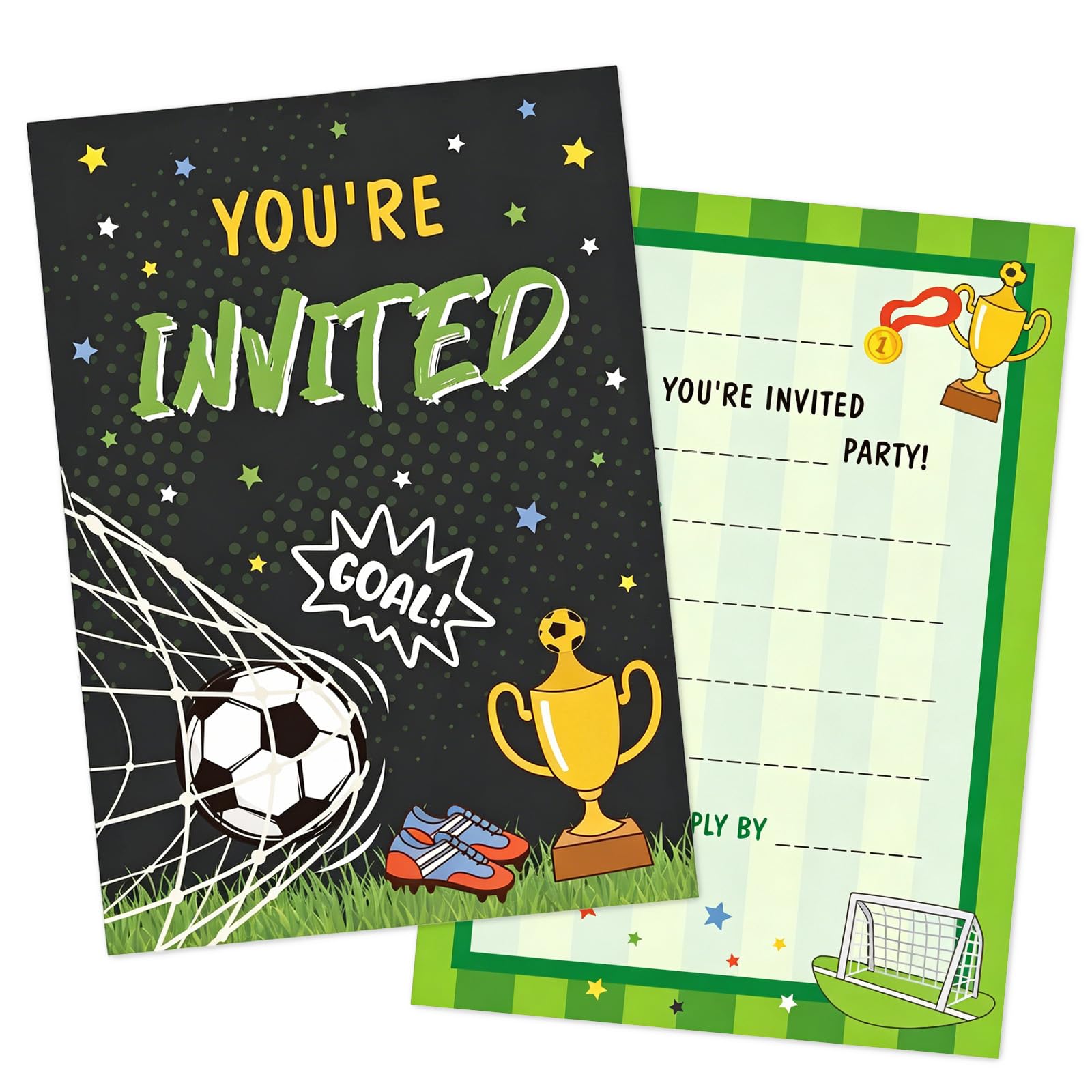 20 Pcs Football Party Invitations Birthday Invited Card Boys
