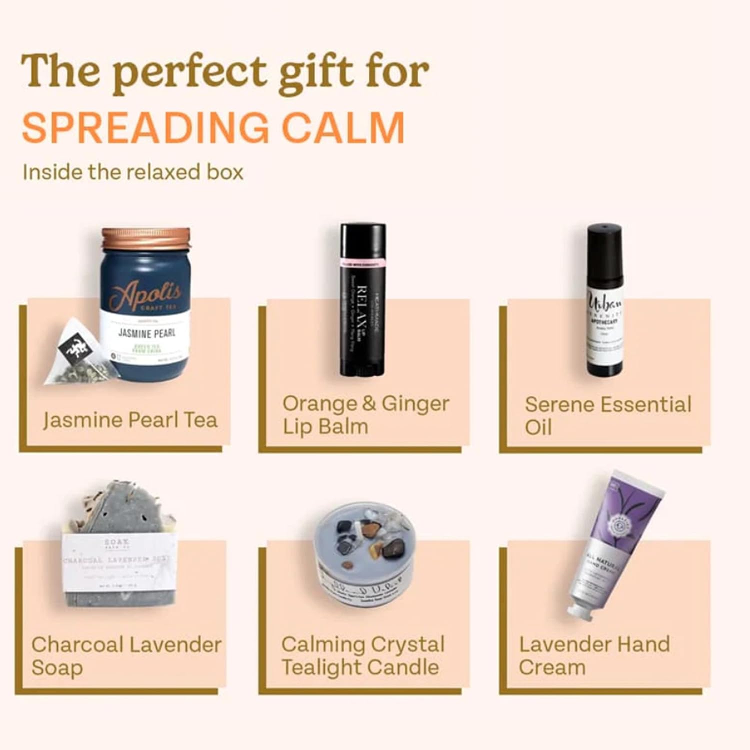 Joyful Co. Self Care Gift Box - Include Jasmine Pearl Tea, Charcoal Lavender Soap, Hydrating Lip Balm, Lavendar Hand Cream, Premium Relaxing & Calming Gift For Family, Friends, or Yourself