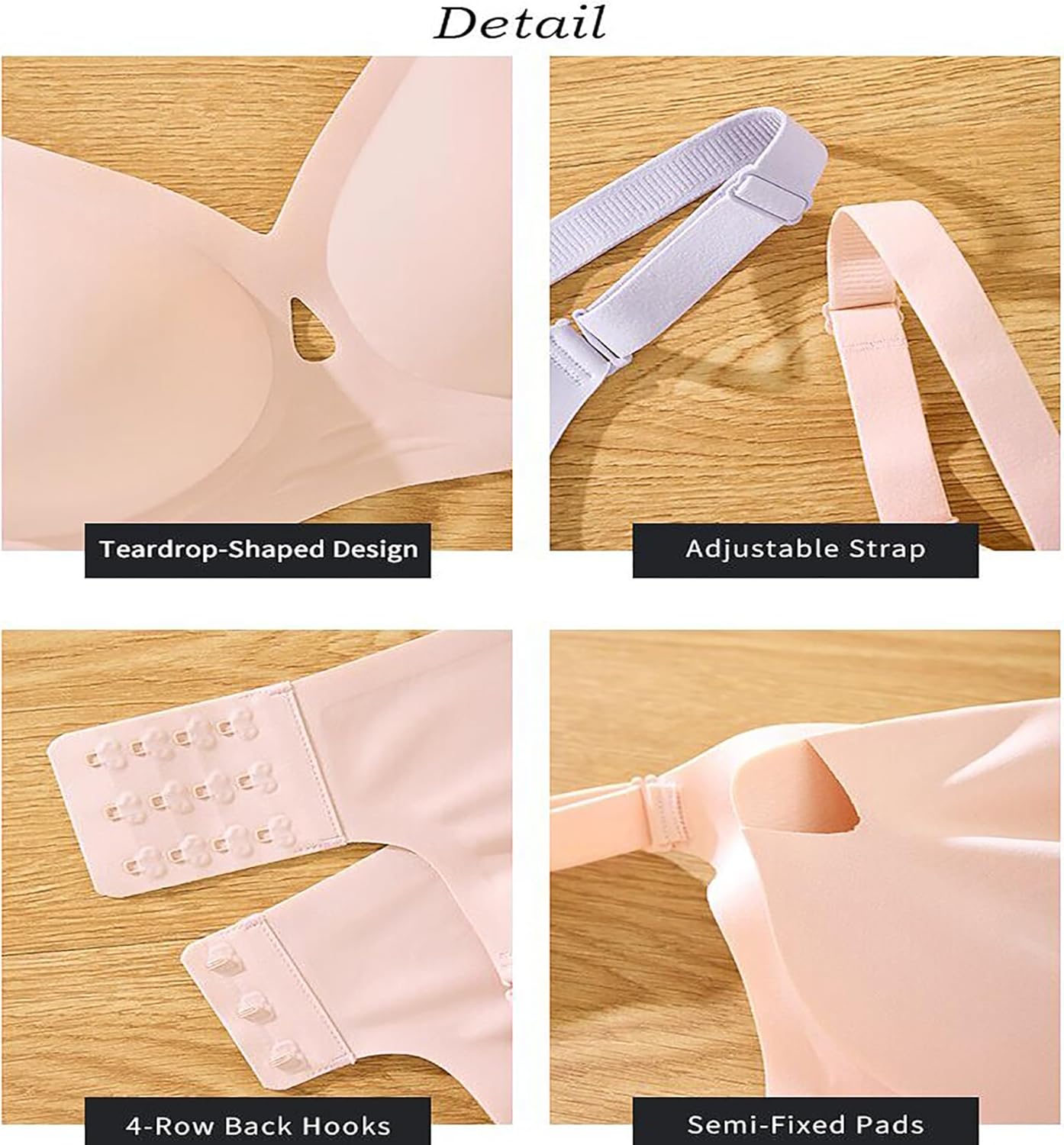 Bras for Women No Underwire Wireless Seamless Push Up Full Coverage Supportive Womens Bralettes Everyday Bra - Image 5