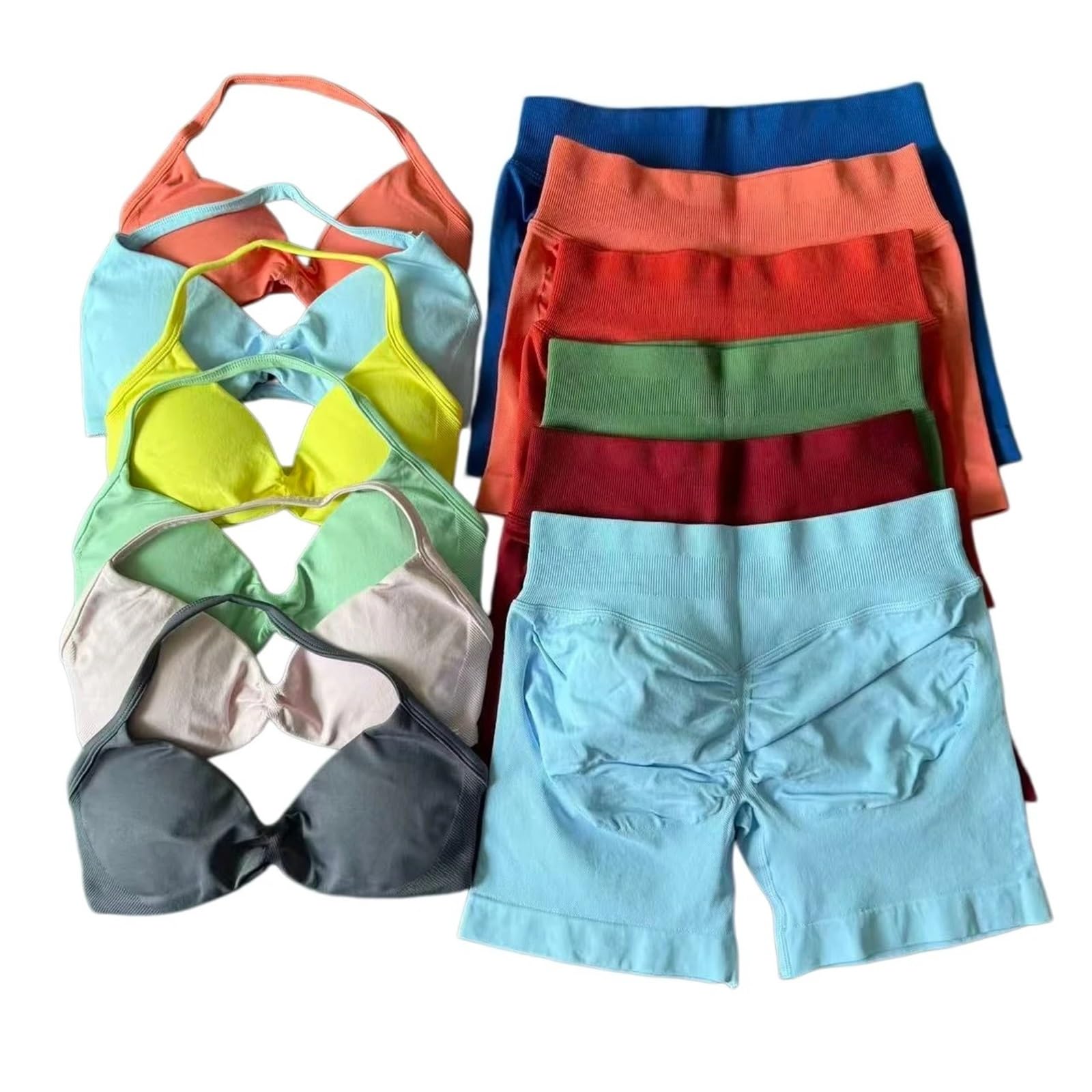 Nahtlose Yoga Set Frauen Workout Kleidung Scrunch Shorts Set Halter Sport Bh Fitness Frau Sportswear