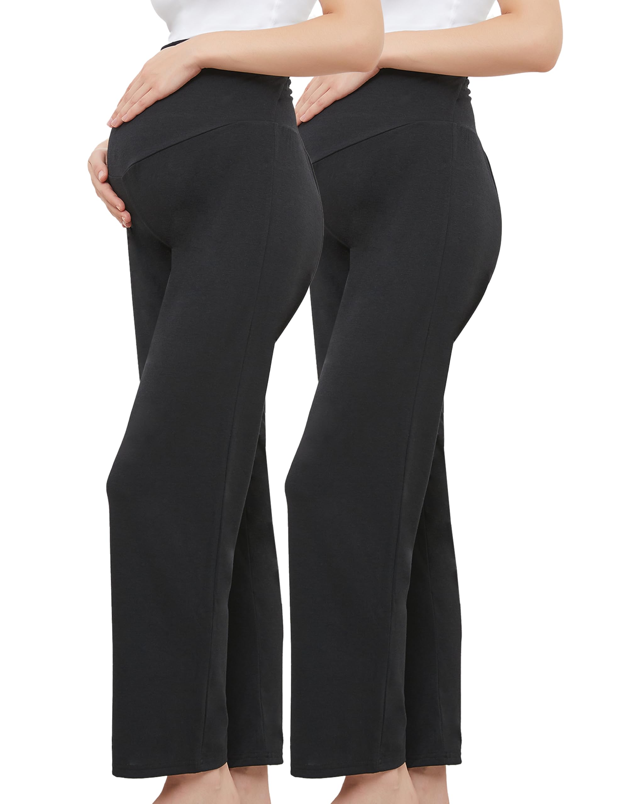 Damen Umstandshose, lässig, locker, weiter/gerades Bein, bequem, Palazzo Lounge-Hose, Schwangerschaft, vielseitige Hose