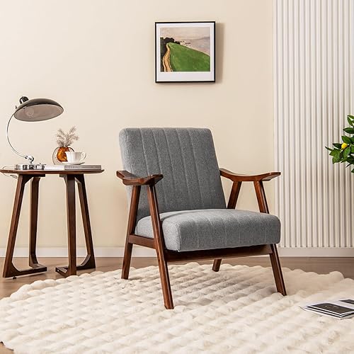 Miniatura 15 de Giantex Mid-Century - Juego de 2 sillas decorativas modernas, cómodas y tapizadas con brazos, almohadillas de fieltro antideslizantes, marco de