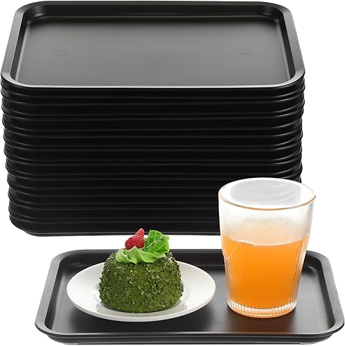Miniatura 8 de Sintuff 20 bandejas de plástico de comida rápida a granel, bandejas coloridas para cafetería, bandejas para servir restaurante, bandeja para