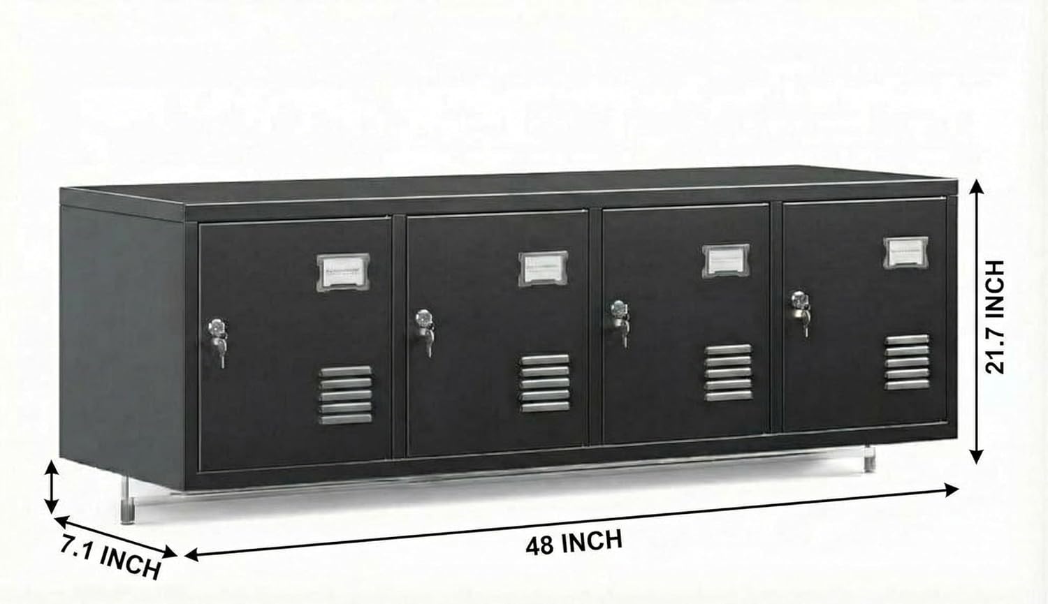 4 Door Metal Locking Cabinet, Lockable Storage Cabinet with Keys, 0.6mm Thick Steel Storage Locker, Garage Cabinets, Wall-Mounted Black Metal Cabinet, Locker Shelf for Office Gym Employees