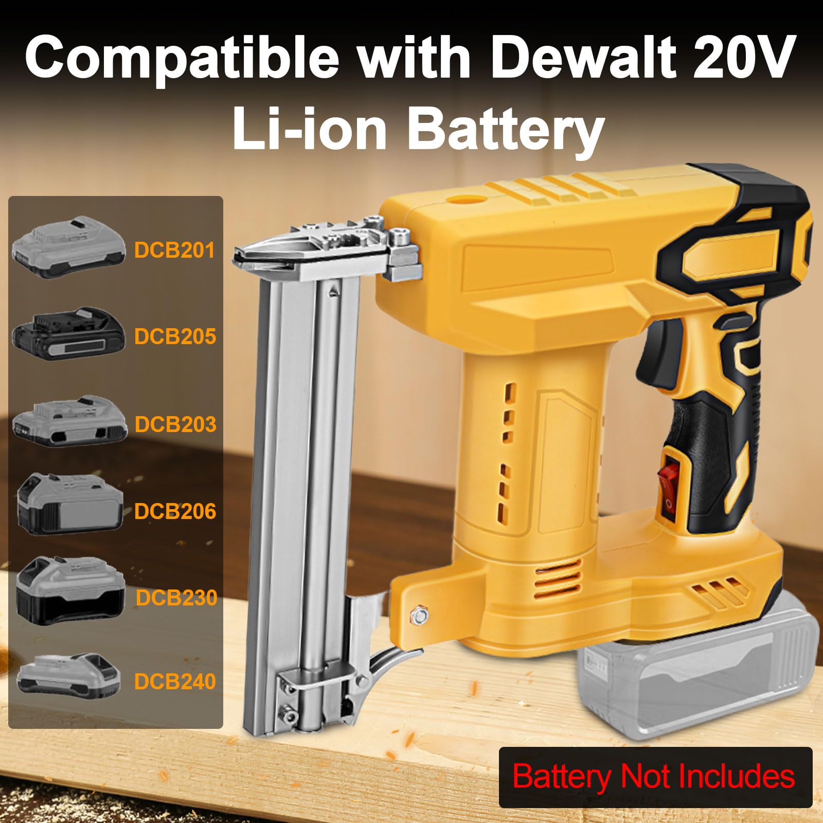 Cordless Brad Nailer Accu Nagelpistool 2-in-1 - Compatibel Met Dewalt 18V/20V