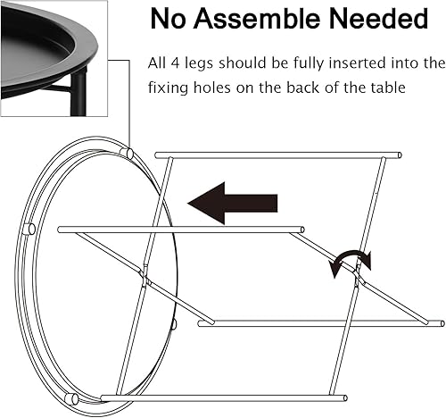 Vista 116 de VECELO Mesa auxiliar/auxiliar, plegable, redonda, de metal, antioxidante, impermeable, para exteriores o interiores, bandeja para sala de estar