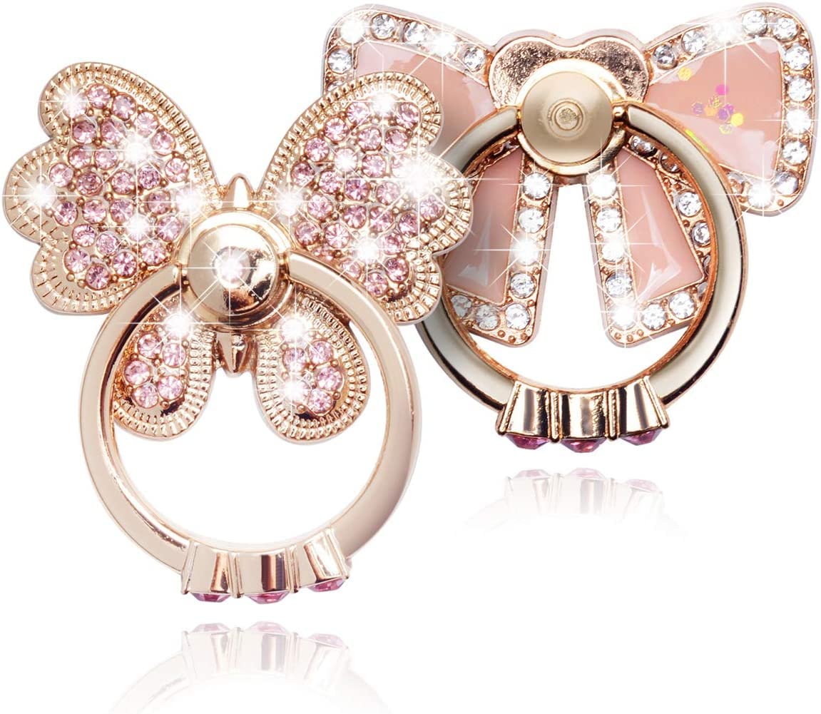 Phone Ring Holder Finger Grip Sparkle Phone Ring Holder Artificial Diamond Stand, Rhinestone Cell Phone Finger Ring for Phones (Butterfly)