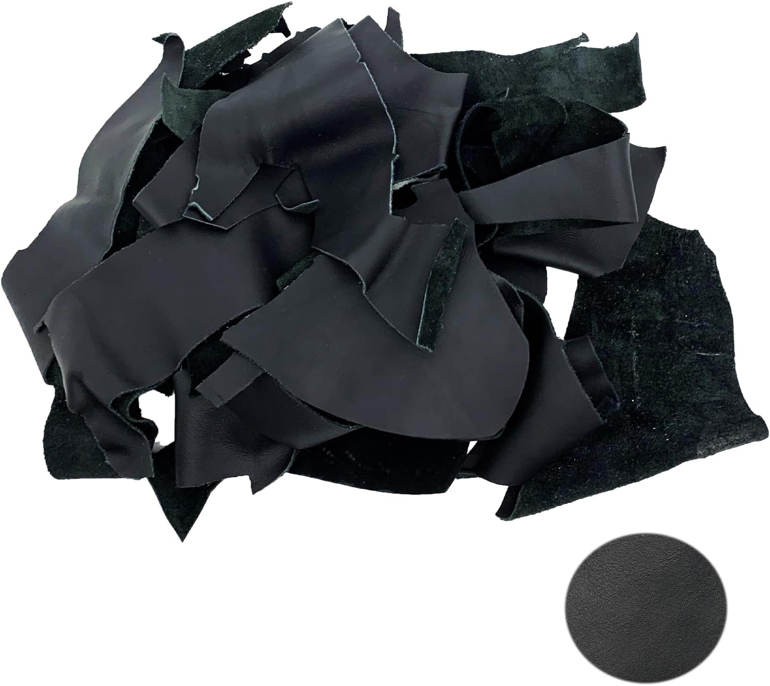 HAOONK Leather Scraps Genuine Cowhide Leather Sheets Remnants Various Sizes, Mixed Shapes 1.2-1.4mm Thick (Black/1LB)