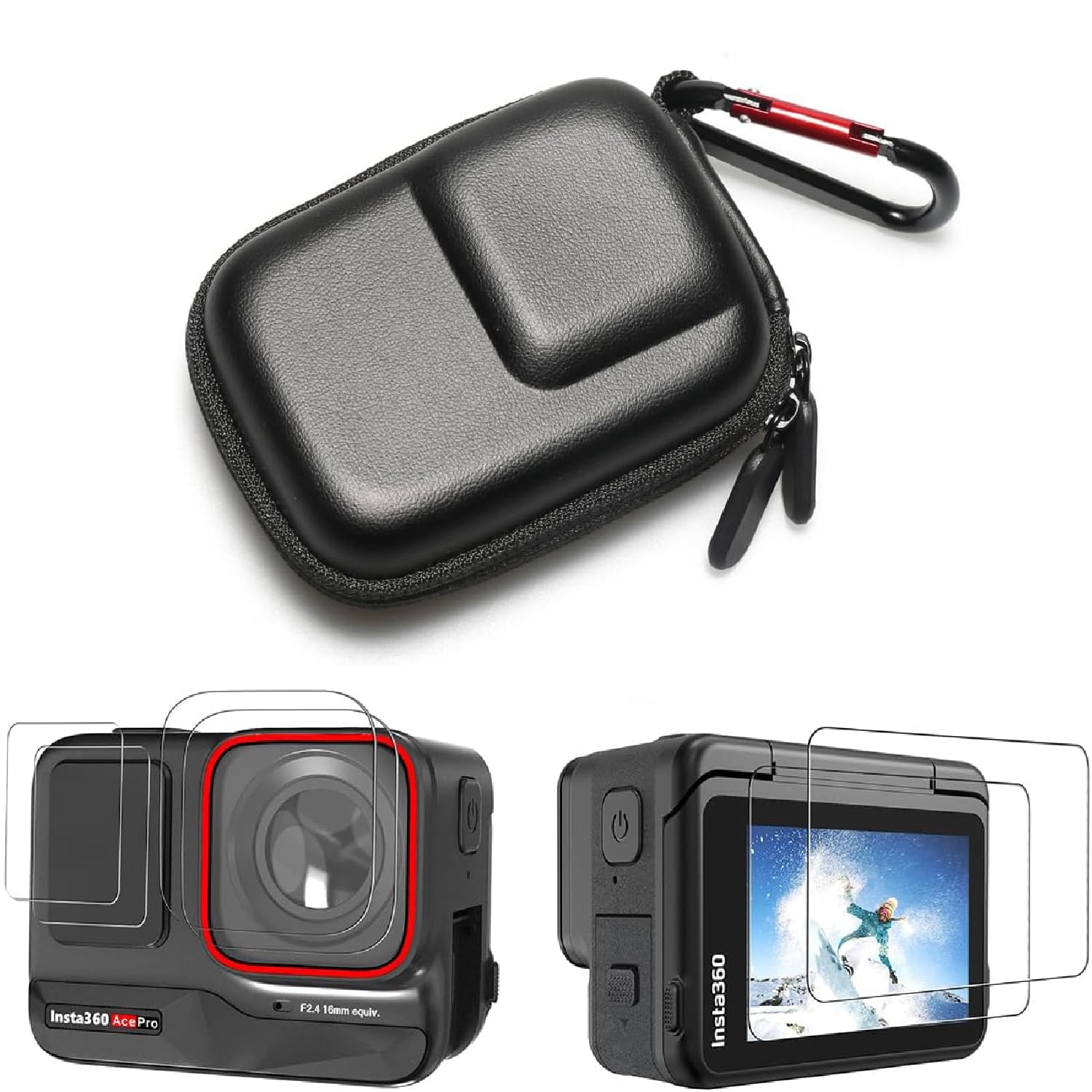 sancakHard Carrying Case for Insta360 Ace Pro with Screen Protector，Portable Protective Insta360 Ace Pro/Ace Camera Sports Camera Case with Screen Protector Set