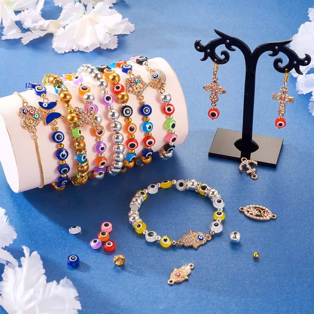 Nbeads 20 Pcs Résine Mauvais Yeux Perles, Cube Evil Eye Perles Bleu Royal Européenne Spacer Charmes Pour Bracelets Collier Fabrication De Bijoux