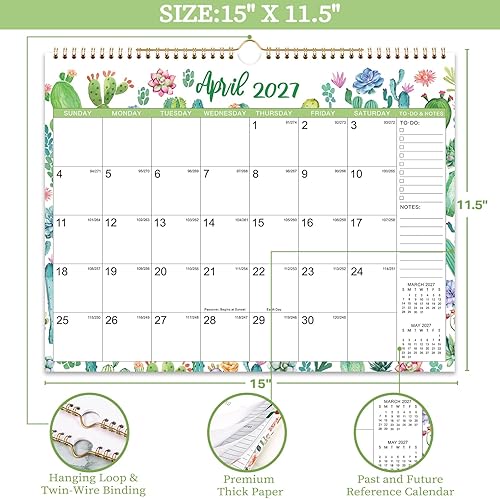 Miniatura 4 de Calendario 2026-2027 – Calendario de pared 2026-2027, calendario de pared de 18 meses, julio 2026 a diciembre 2027, 15 x 11.5 pulgadas,