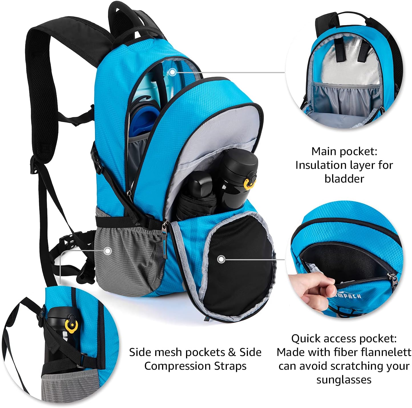 RUPUMPACK Hydration Pack with 2L BPA Free Water Bladder, Lightweight Water Backpack for Men Women for Cycling Biking Hiking Running