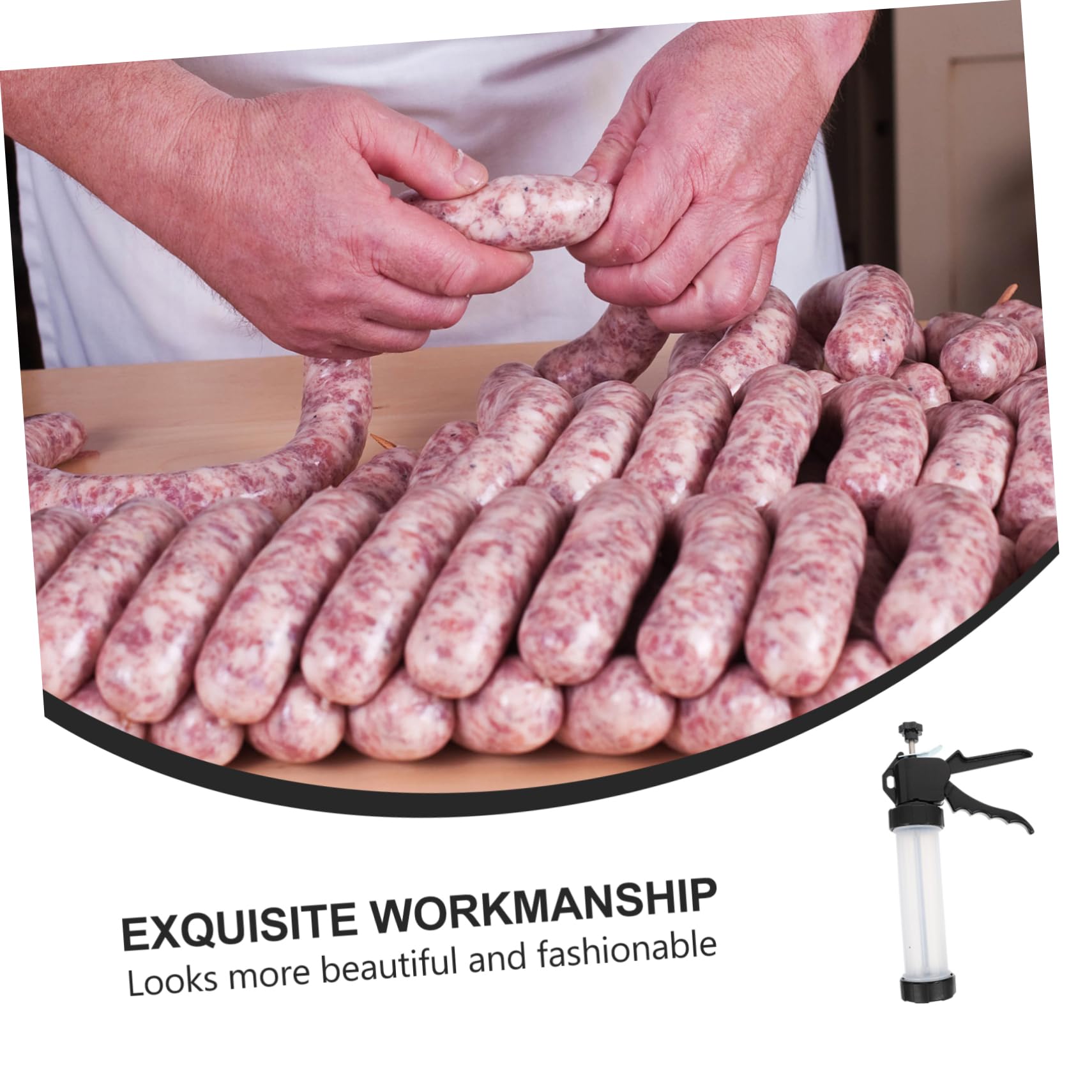 OFFSCH 1set Stainless Steel Sausage Stuffer Manual Meat Maker Tool for Homemade Sausage Easy to -grade Material for Filling Pig Chicken and Lamb Intestines